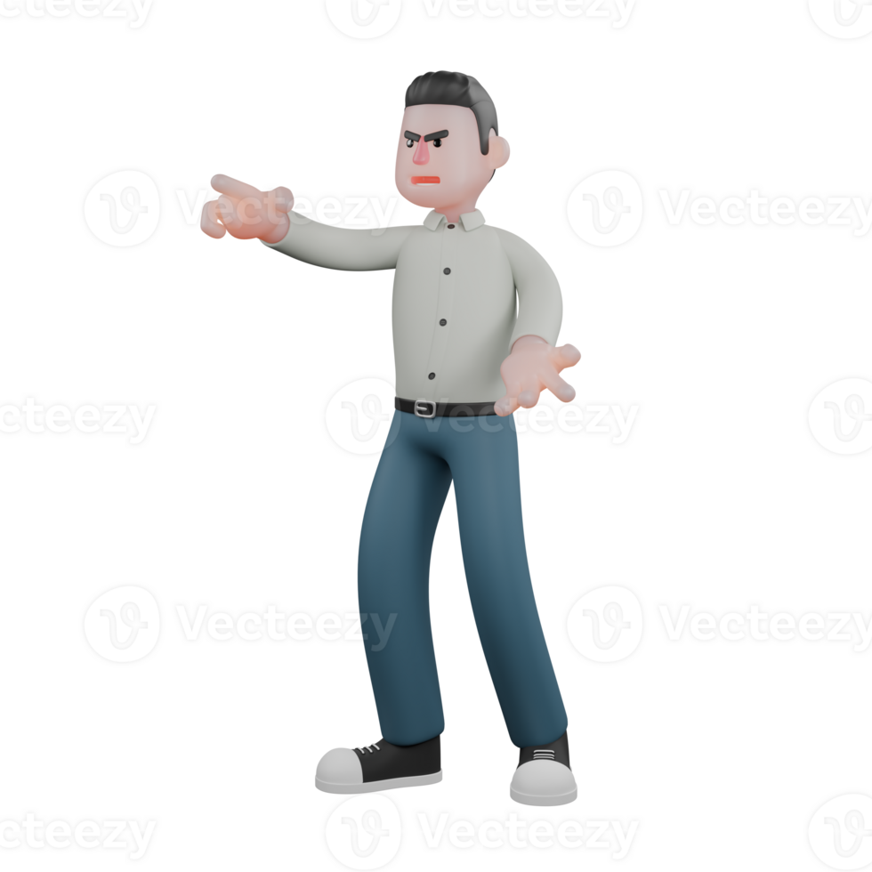 Male Writer 3D Cartoon. A male writer is standing with his right hand pointing forward while his left hand is slightly raised. Professional Literary png