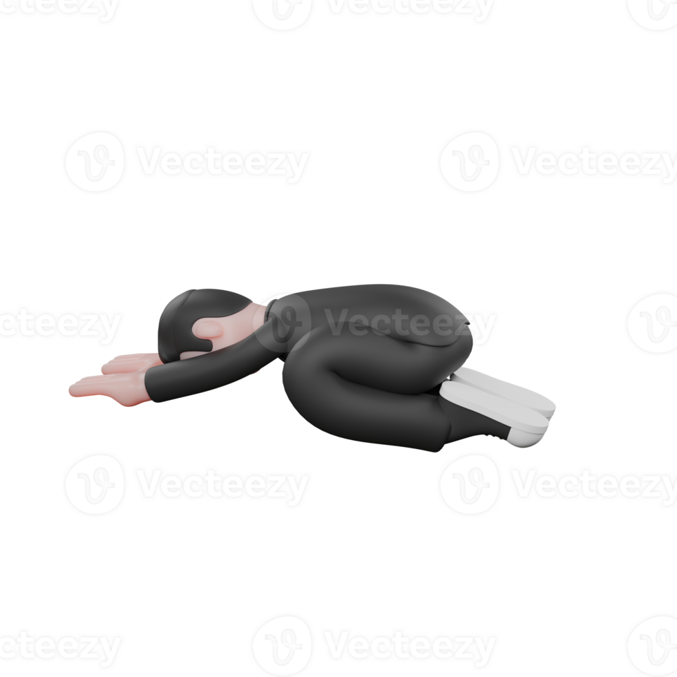 Media Illustrated. A male editor is prostrating with his hands straight forward. 3D Male Editor png