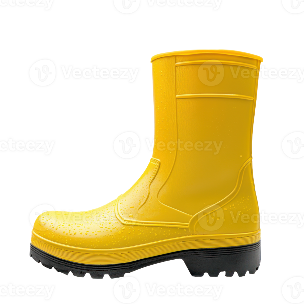 yellow rubber boots side view isolate on transparent background png