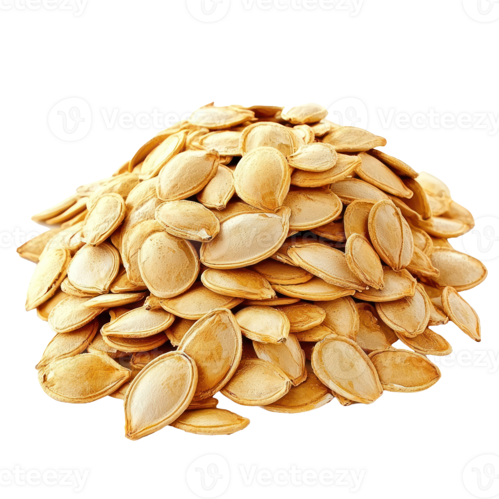 Heap of dry pumpkin seeds isolate on transparent background png
