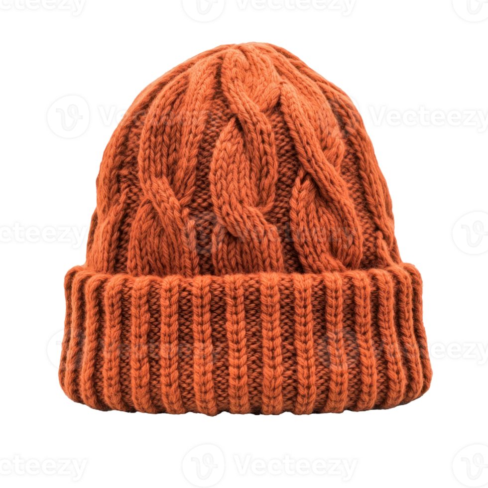 Knitted hat front view isolate on transparent background png