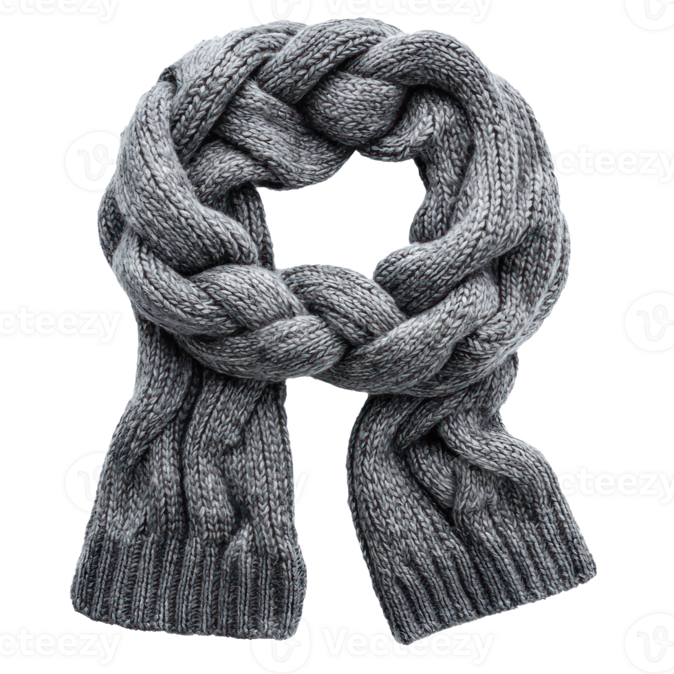 Wool knitted scarf front view isolate on transparent background png