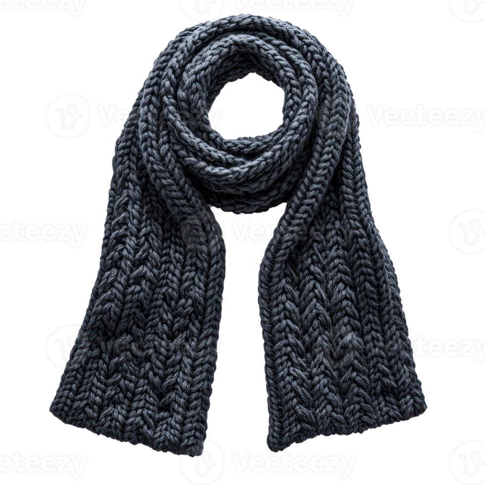 Wool knitted scarf front view isolate on transparent background png