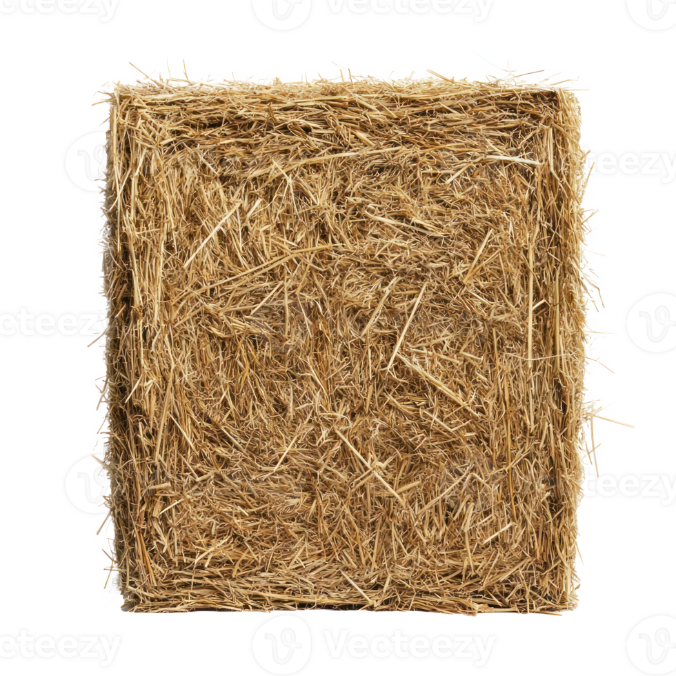 Square hay bale isolate on transparent background png