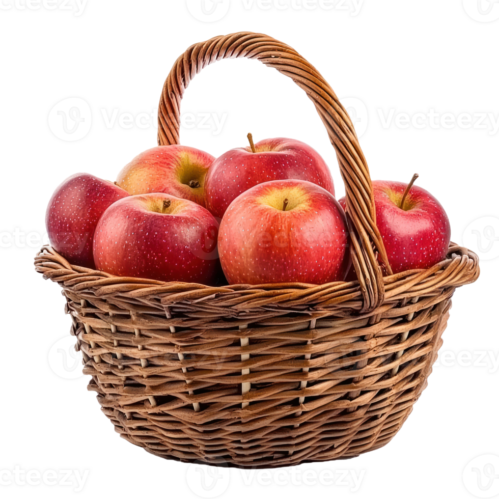 Apples In a Farm Basket isolate on transparent background png
