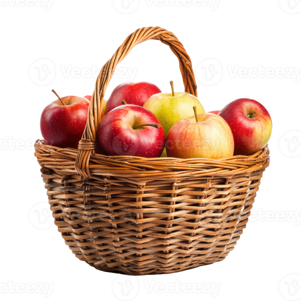 Apples In a Farm Basket isolate on transparent background png