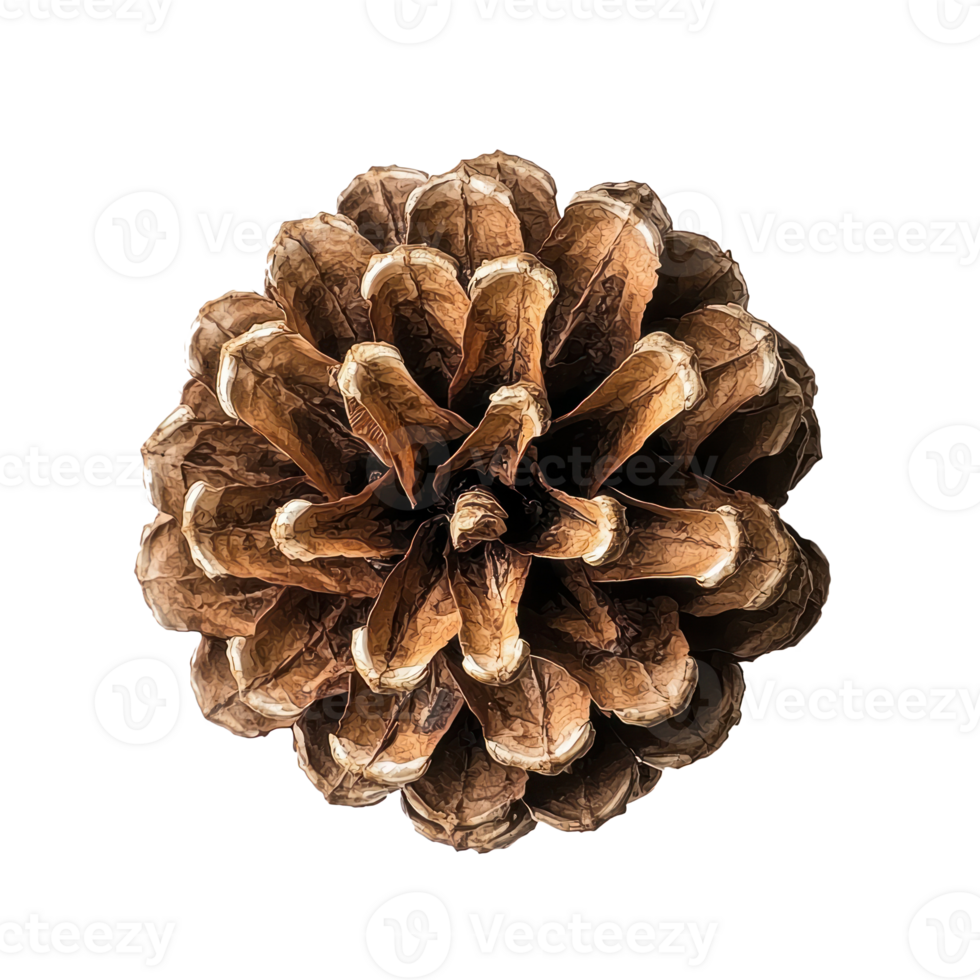Pine cone top view isolate on transparent background png