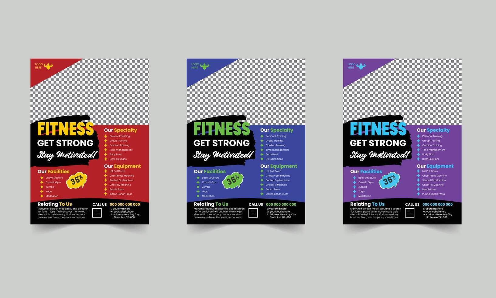 GYM Flyer design template in A4 layout vector