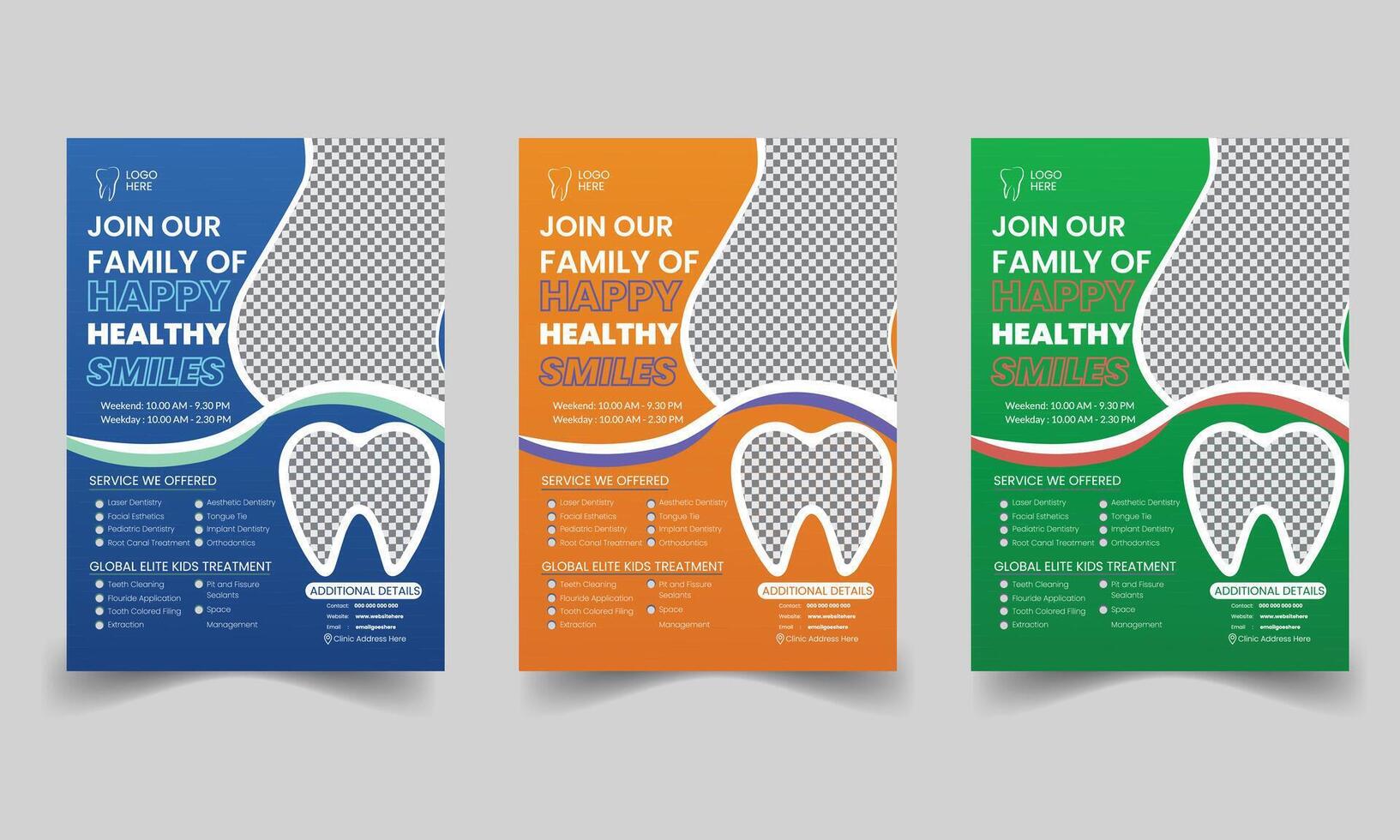 Dental flyer template design set marketing, business proposal, promotion, advertise, publication, cover page. new digital marketing flyer set. vector