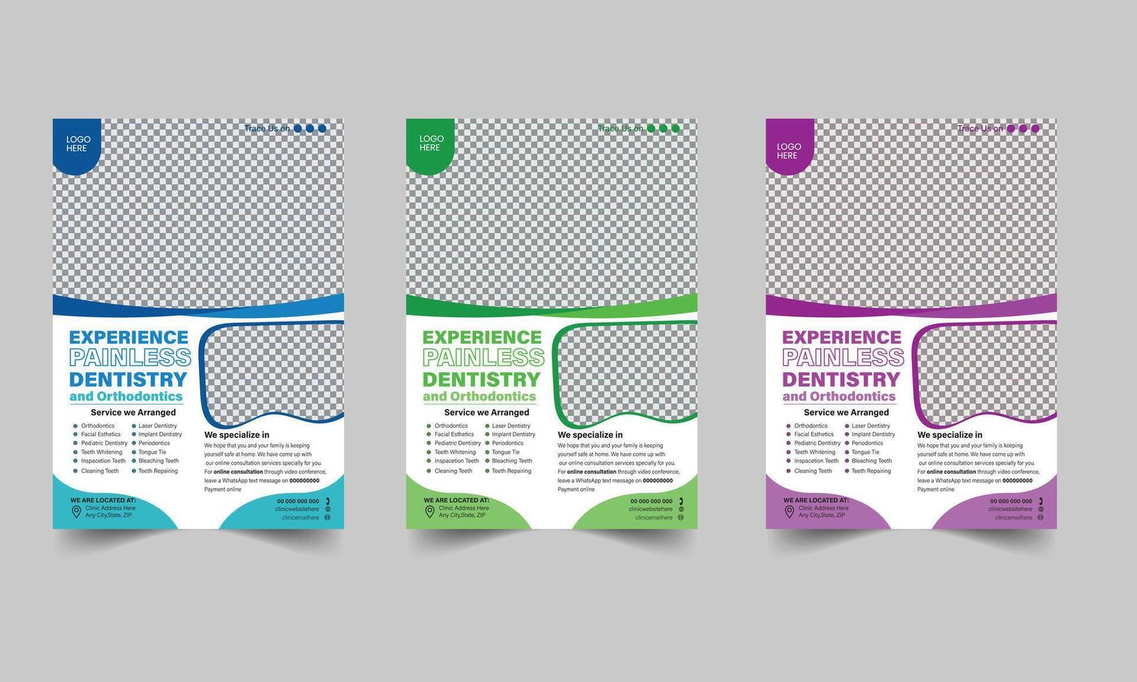Dental Flyer Template Layout Background Design. booklet, corporate business annual report layout vector