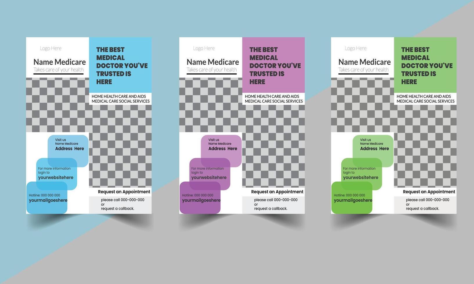Flyer design template with space for photo background, template in A4 layout vector