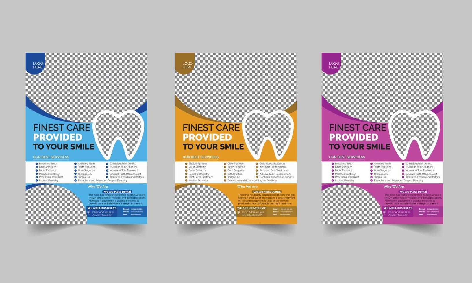 Dental Flyer Layout with Geometric Accents vector