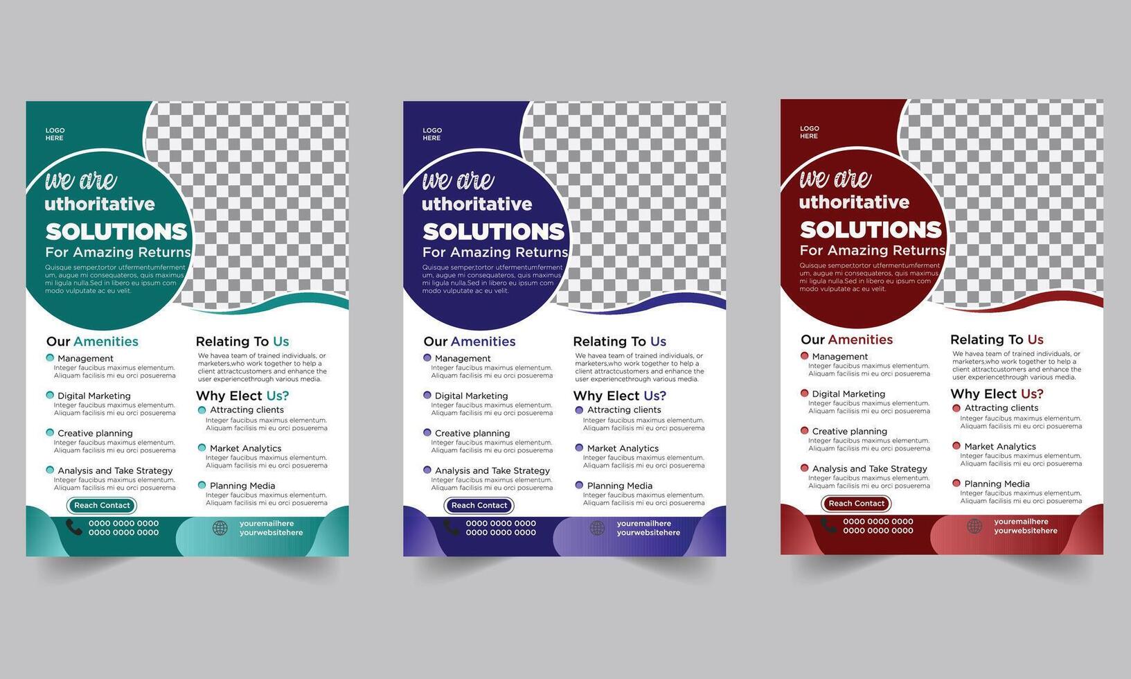 Business Flyer Layout in Three Colors vector