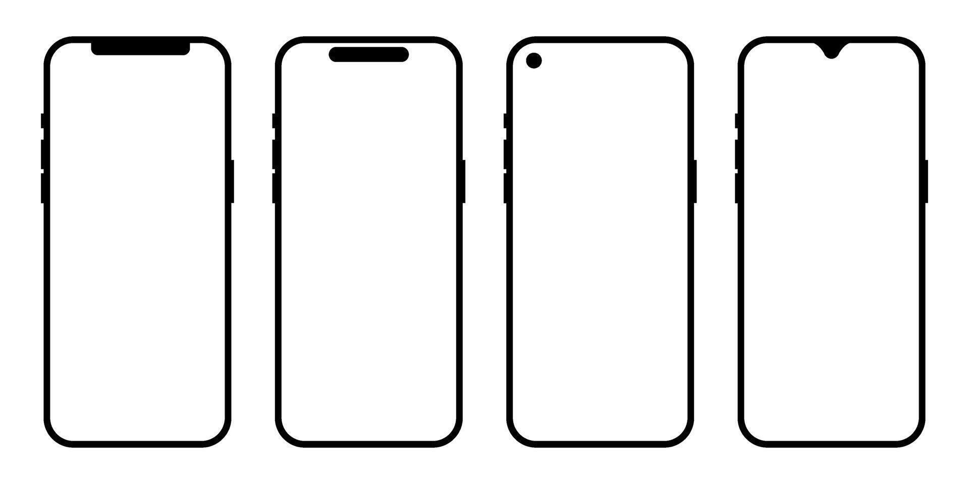 collection of phone icons of various models vector