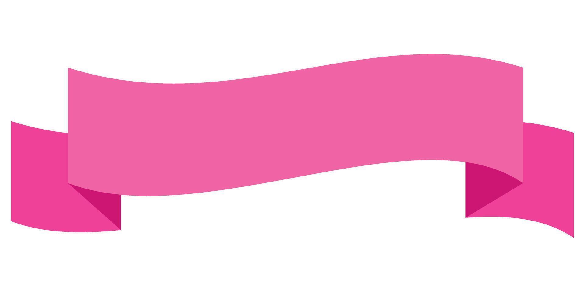 Pink wavy curved ribbon banner vector