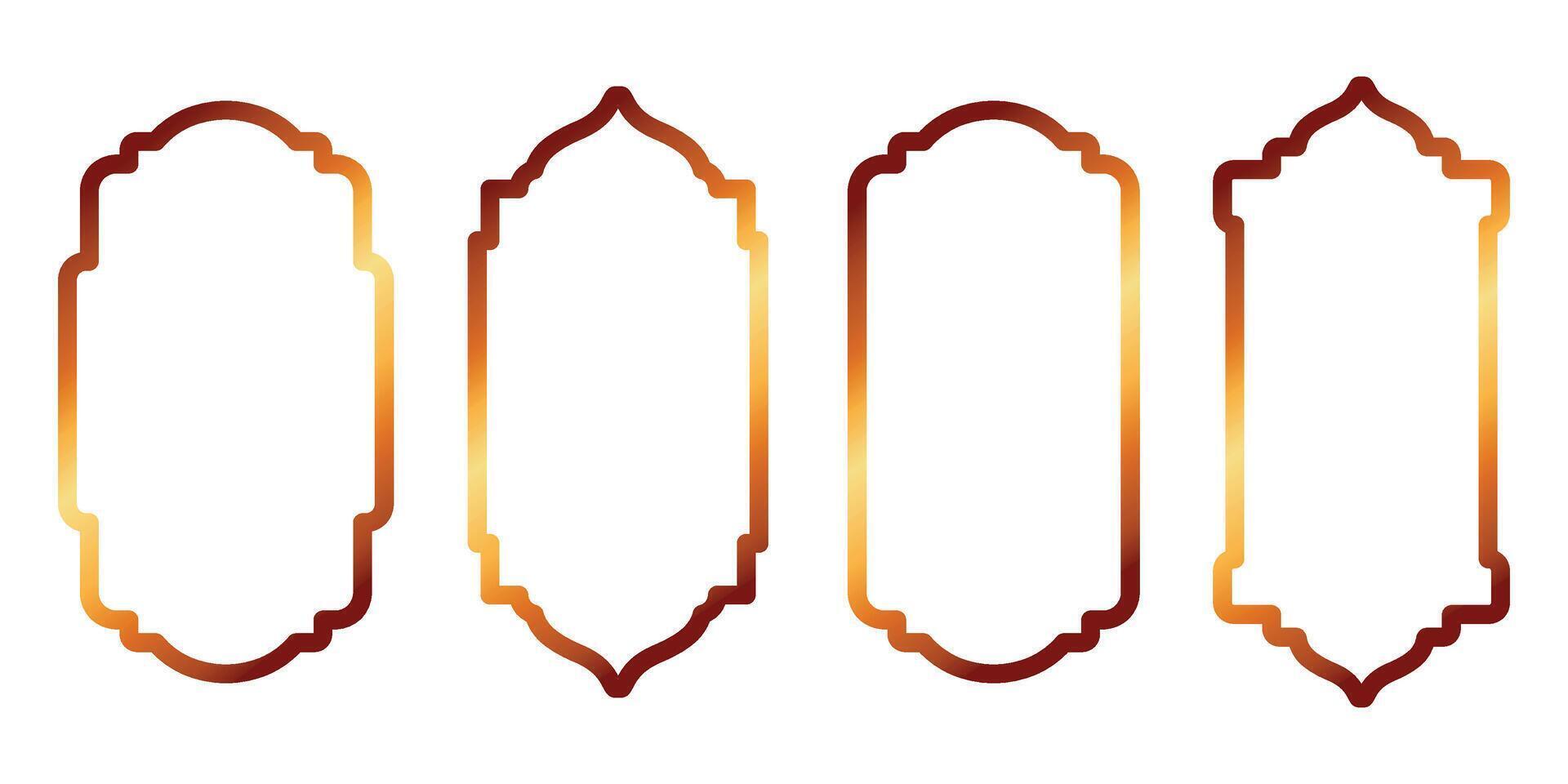 collection of islamic frames forming a gold badge vector