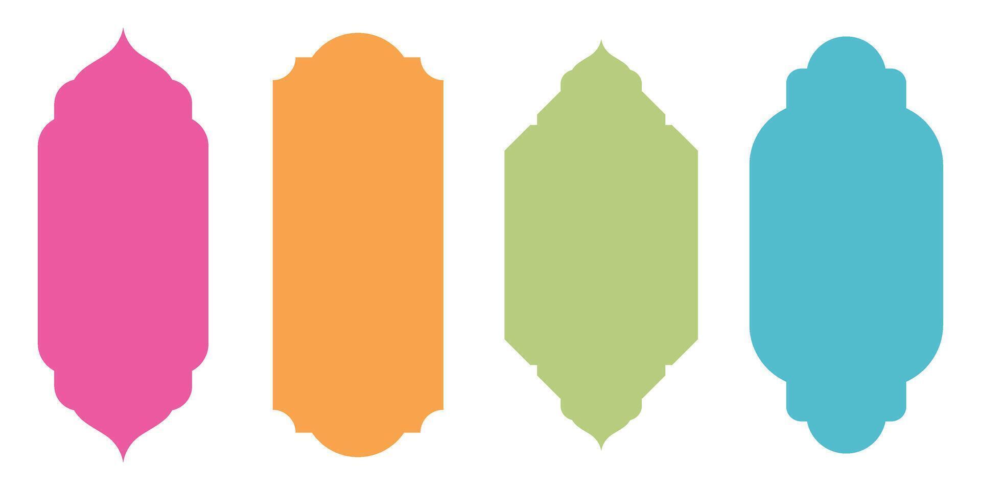 Collection of geometric abstract shapes in Islamic style frames vector