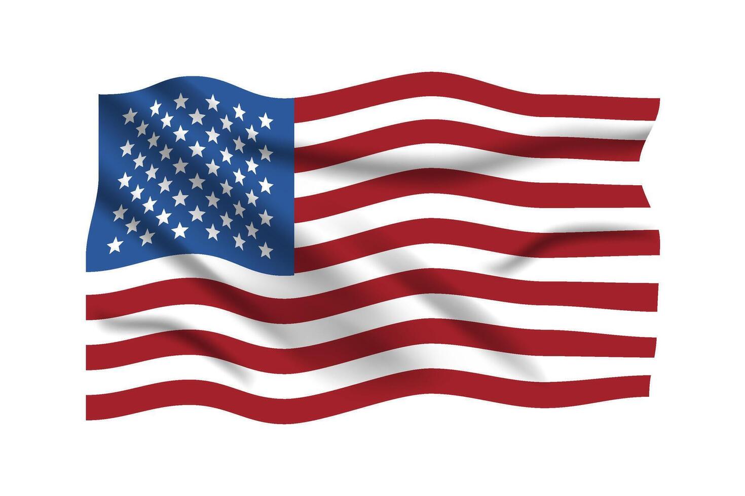Realistic American Flag Isolated on White Background. Illustration. vector