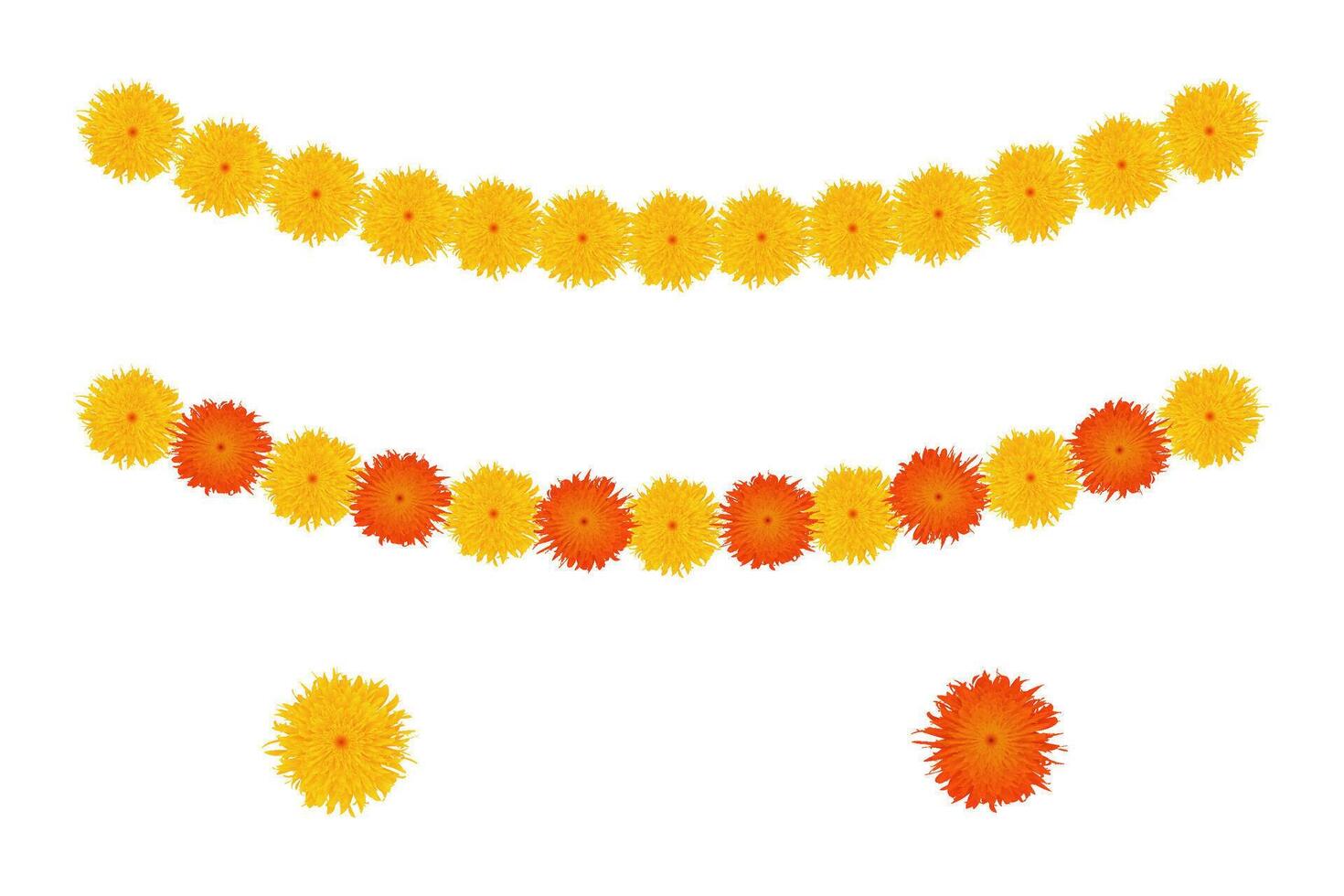 Marigold Flower Border Template Element. Isolated on White Background. vector