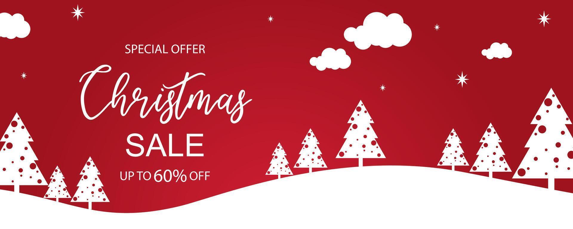 Christmas sale banner design with paper cut style vector