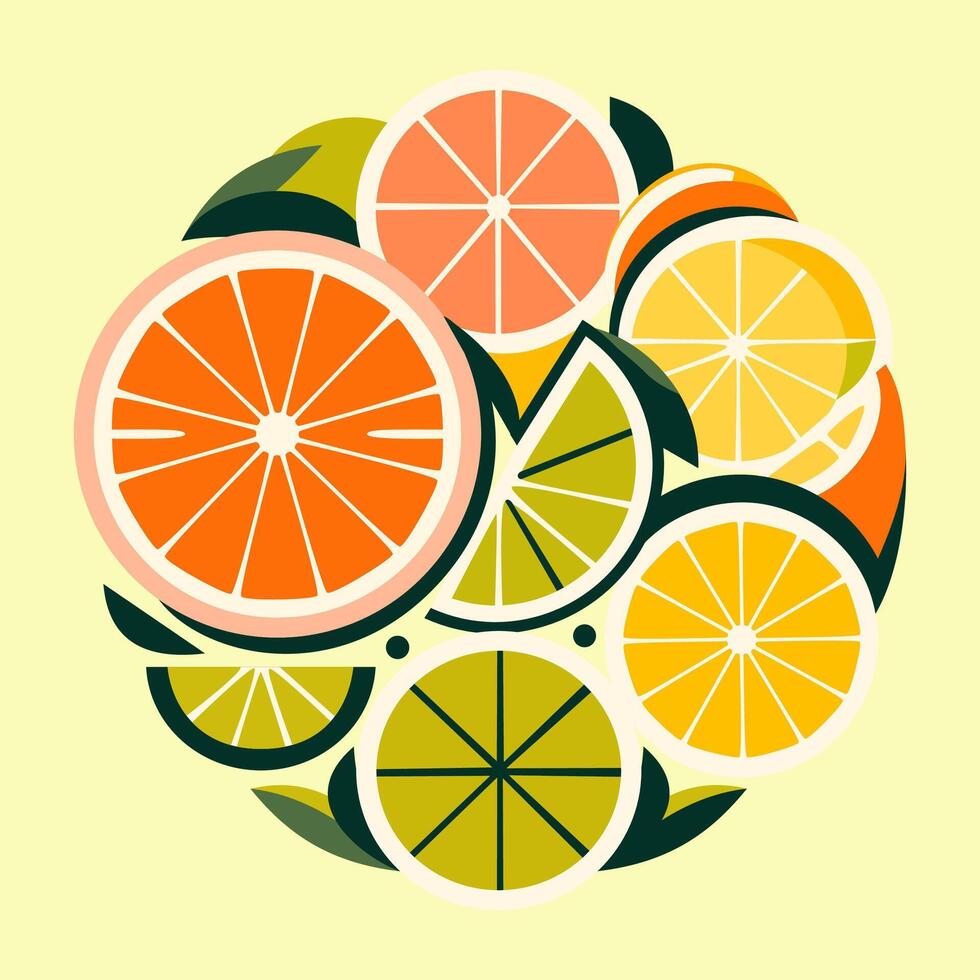 Fresh Citrus Fruits Set vector