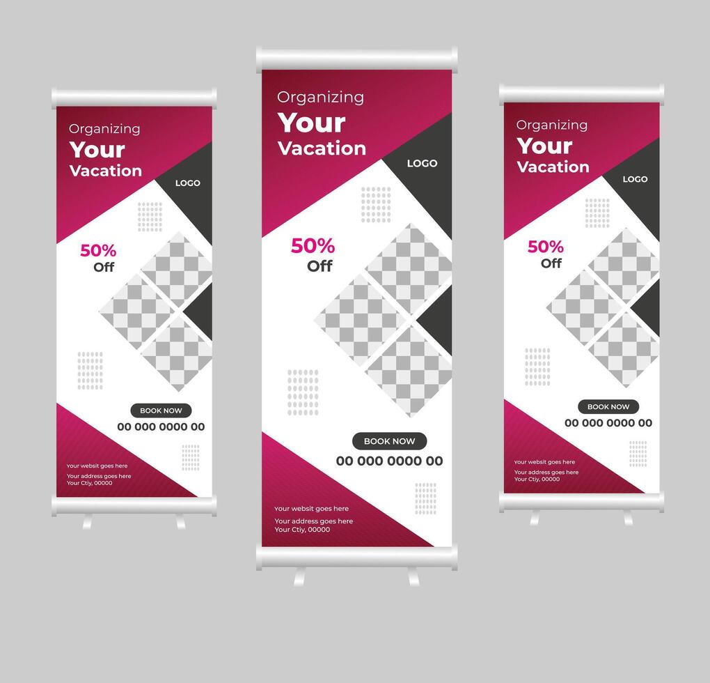 Banner roll-up design and business concept. vector