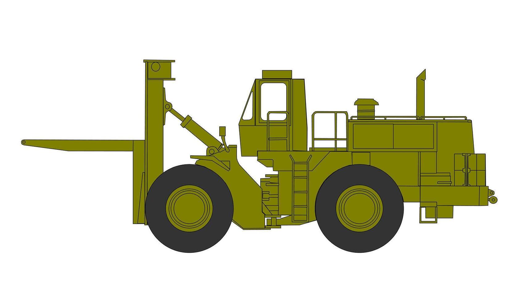 A large green truck with a large wheel vector
