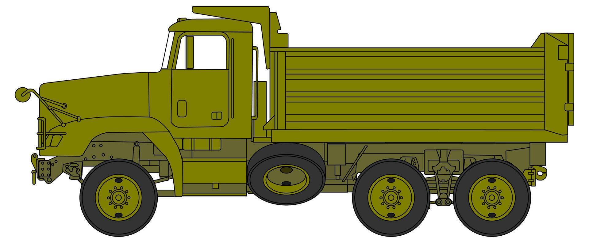 A military truck is shown in this illustration vector