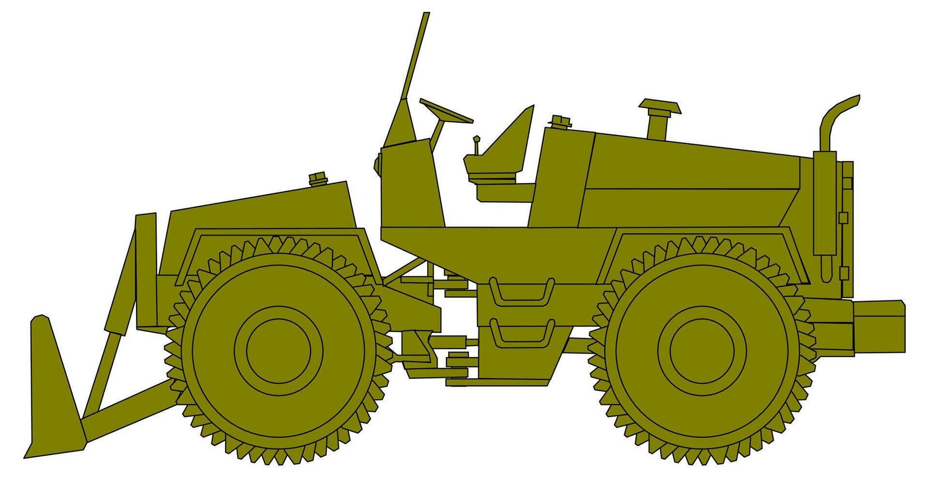 A large green bulldozer is shown on a white background vector