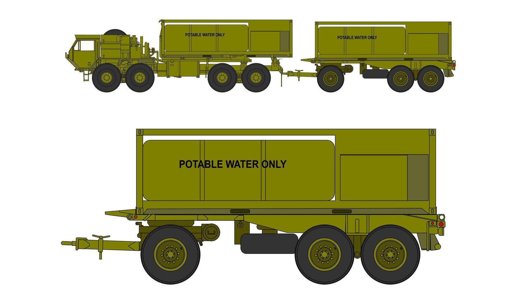 A set of three different types of military vehicles vector