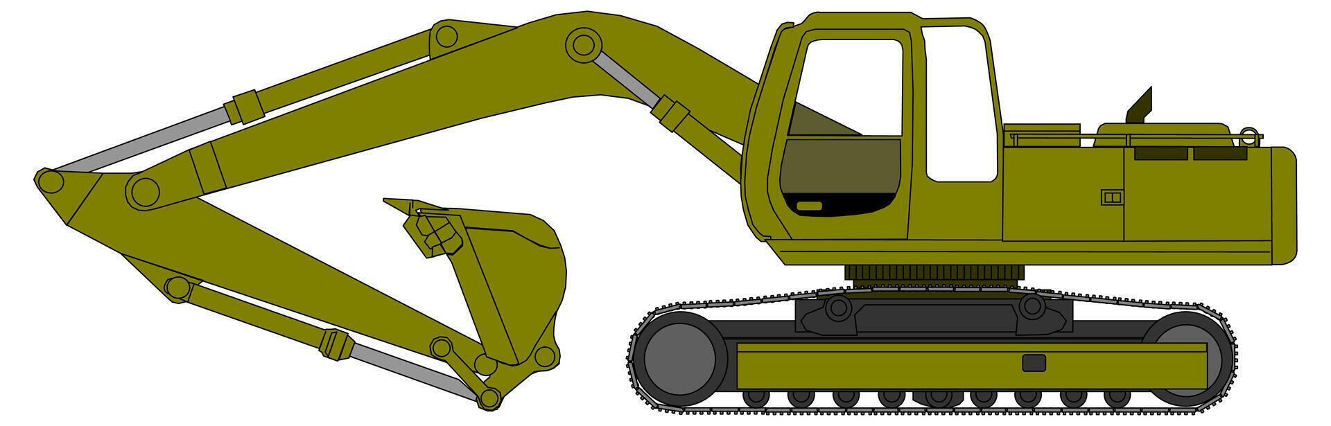 An excavator is shown on a white background vector