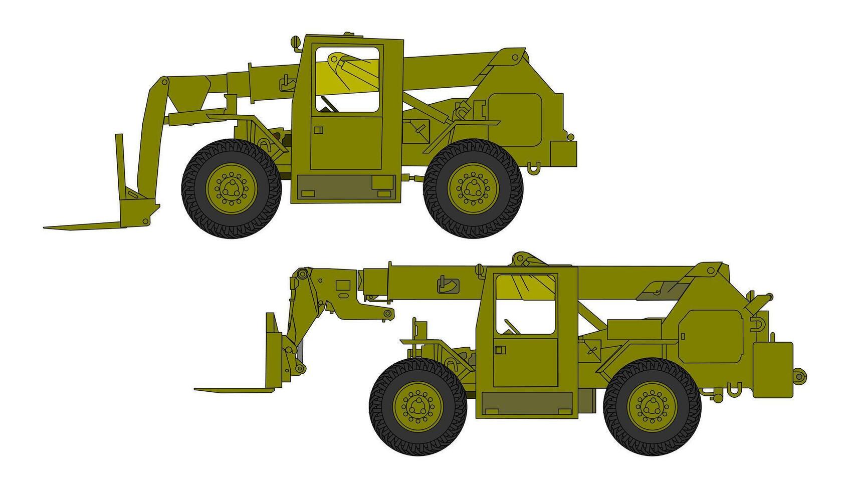 Two different types of construction equipment are shown vector
