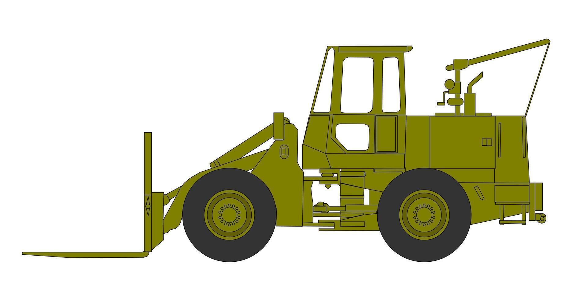 A green construction vehicle with a large wheel vector