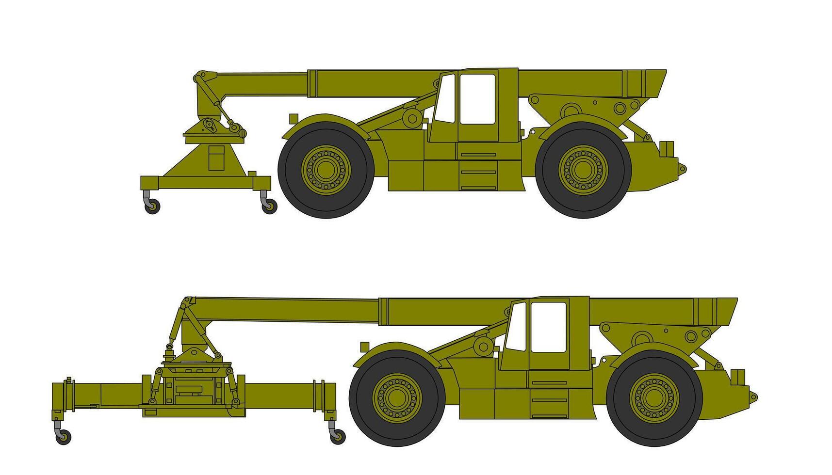 Two different types of construction equipment on a white background vector