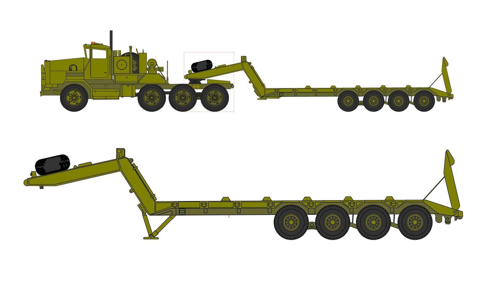Two different types of military trucks are shown vector