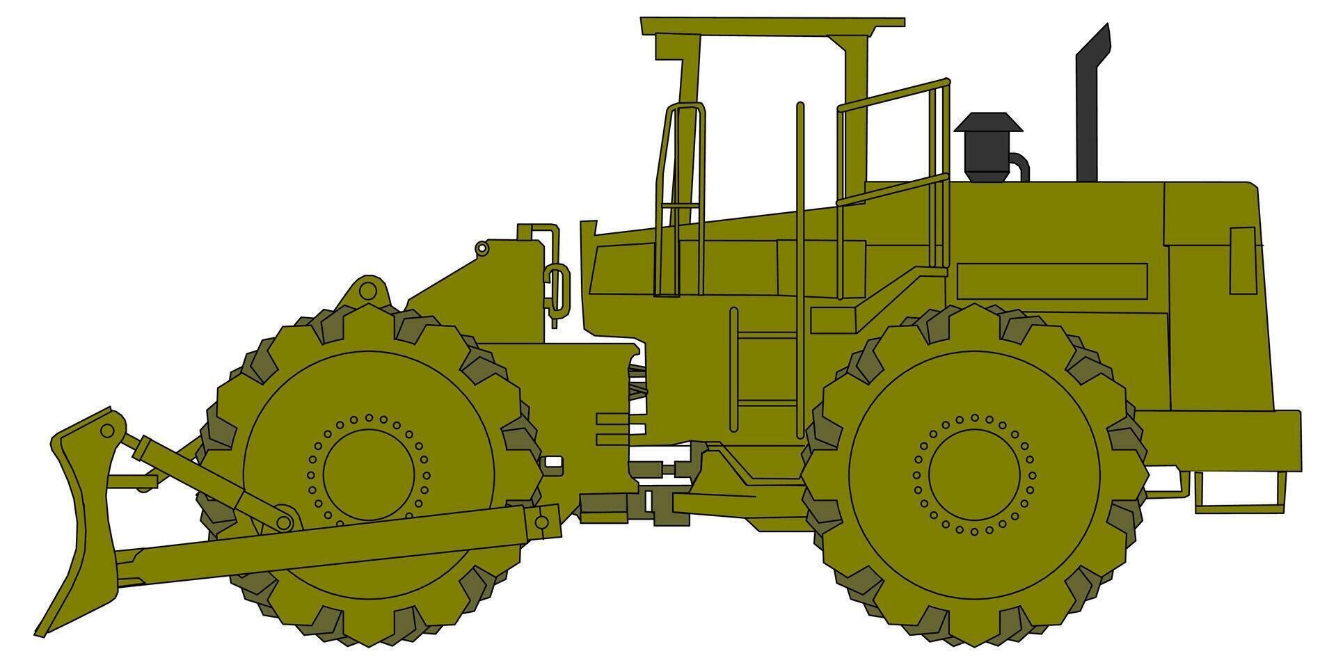 A large bulldozer is shown on a white background vector