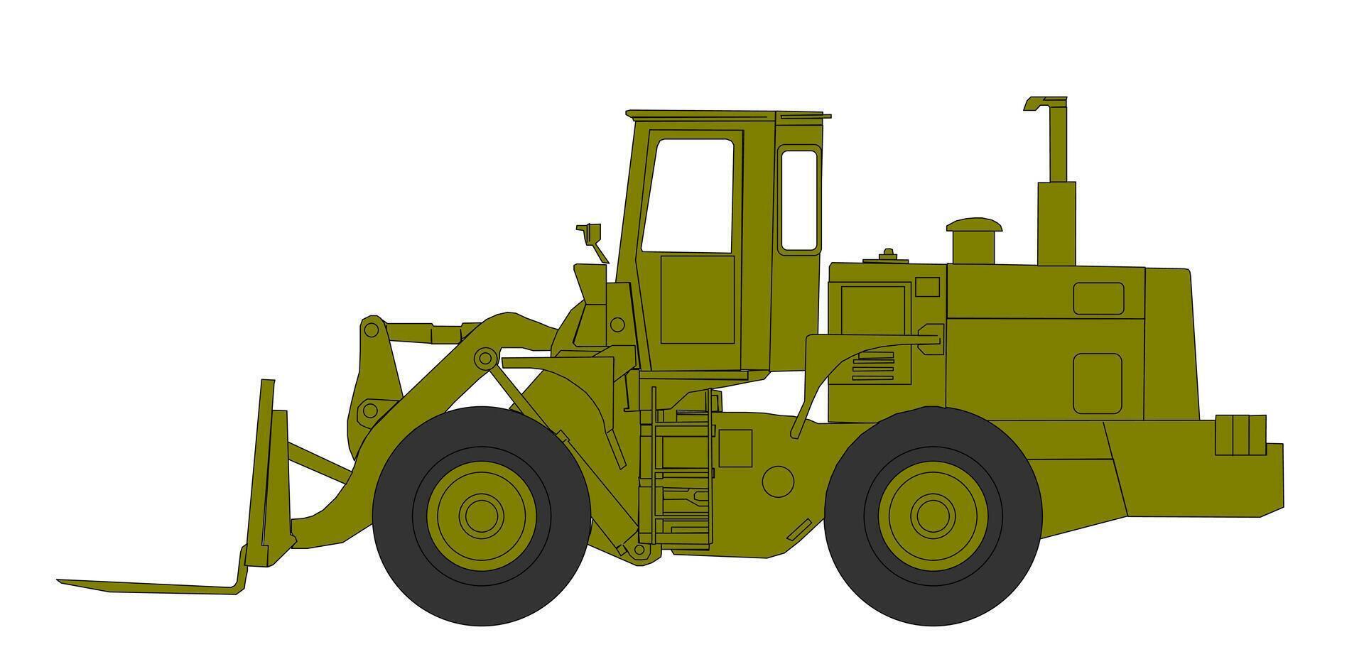 A green construction vehicle on a white background vector