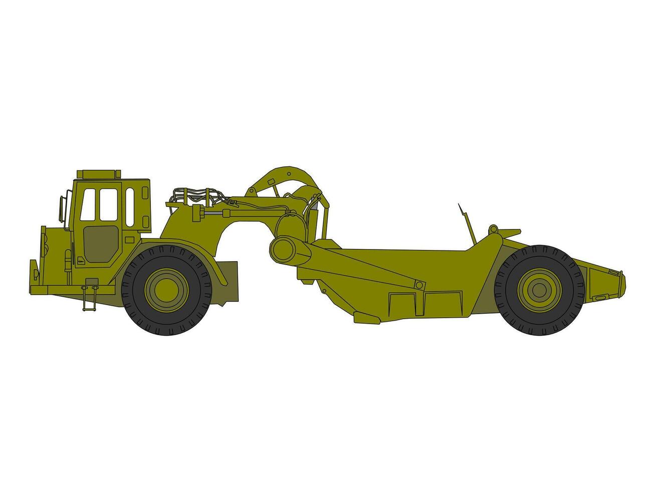 A large green construction vehicle with a large wheel vector