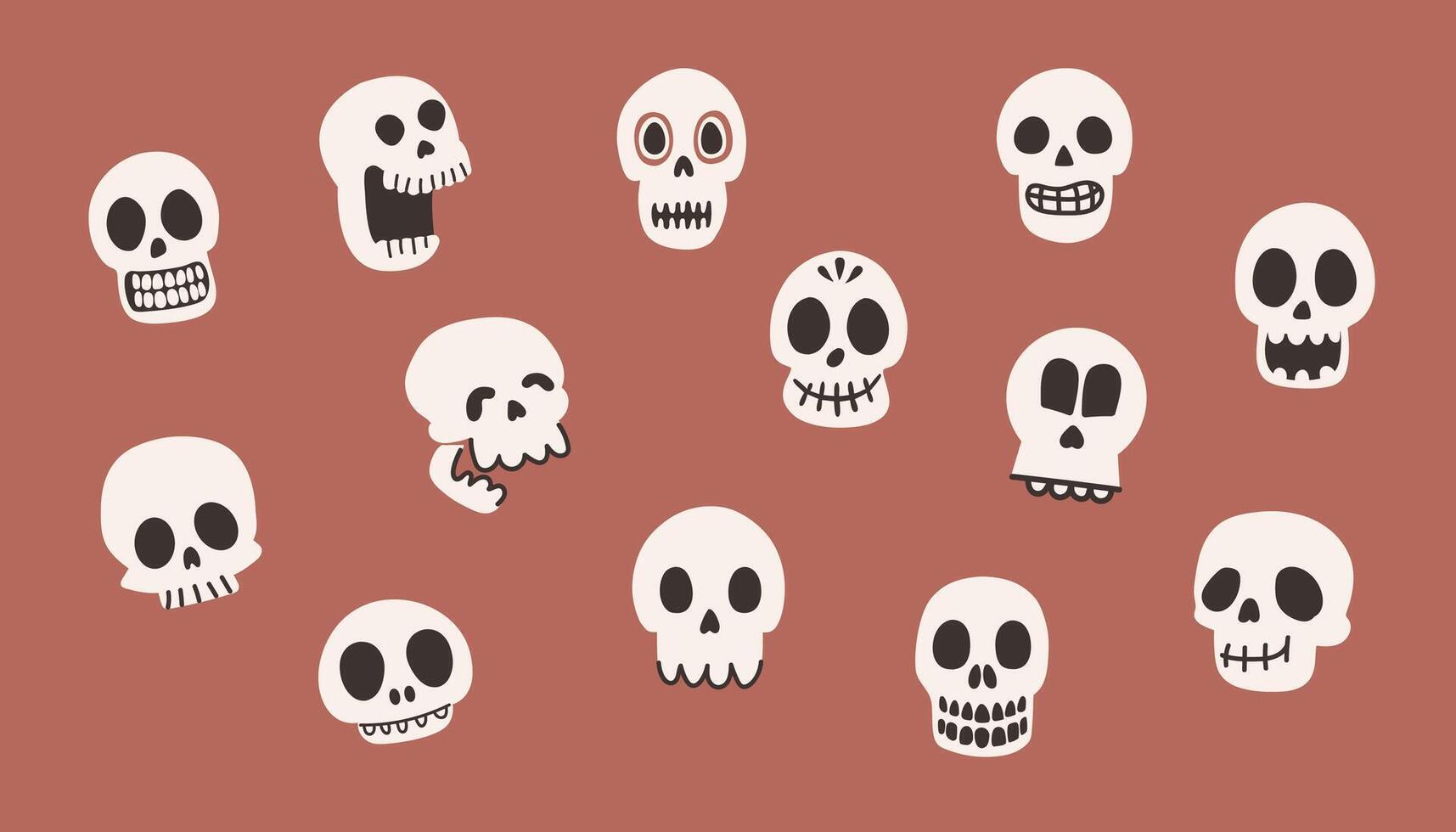 Skulls. Set of cartoon skulls. illustration for Halloween. vector