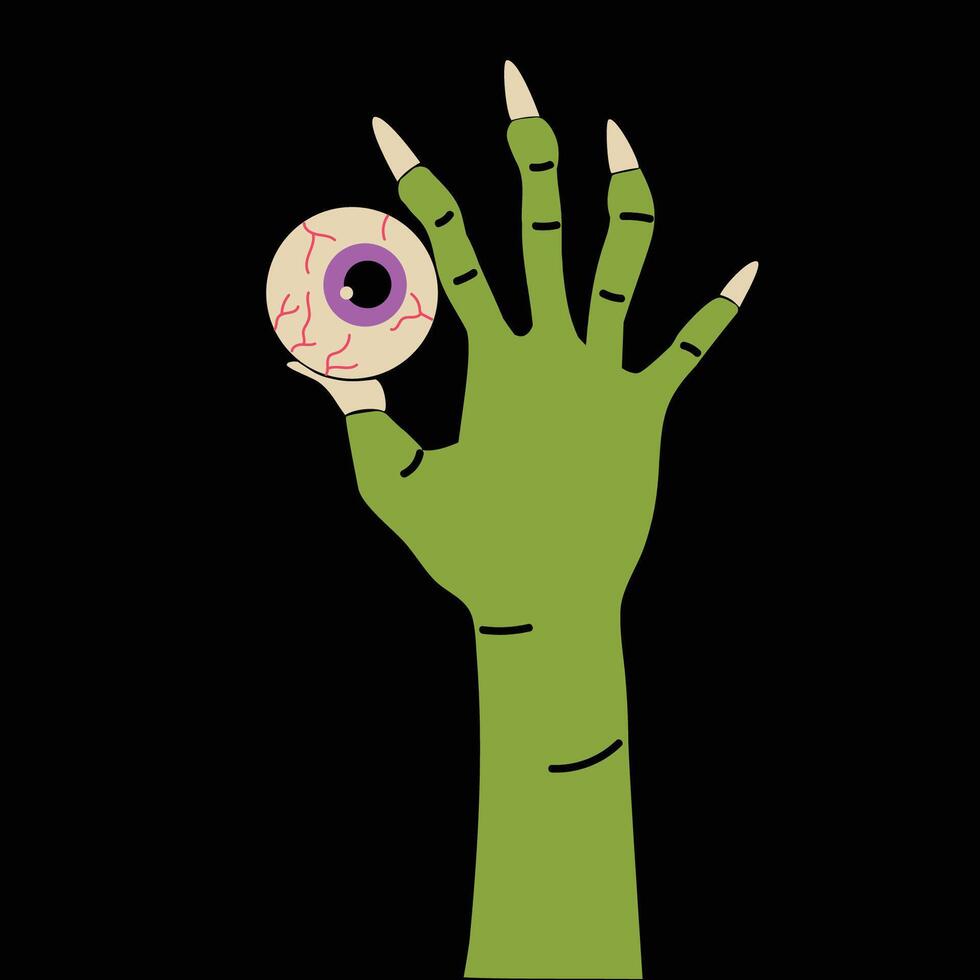 Zombie hand isolated on black background. Halloween illustration. illustration. vector