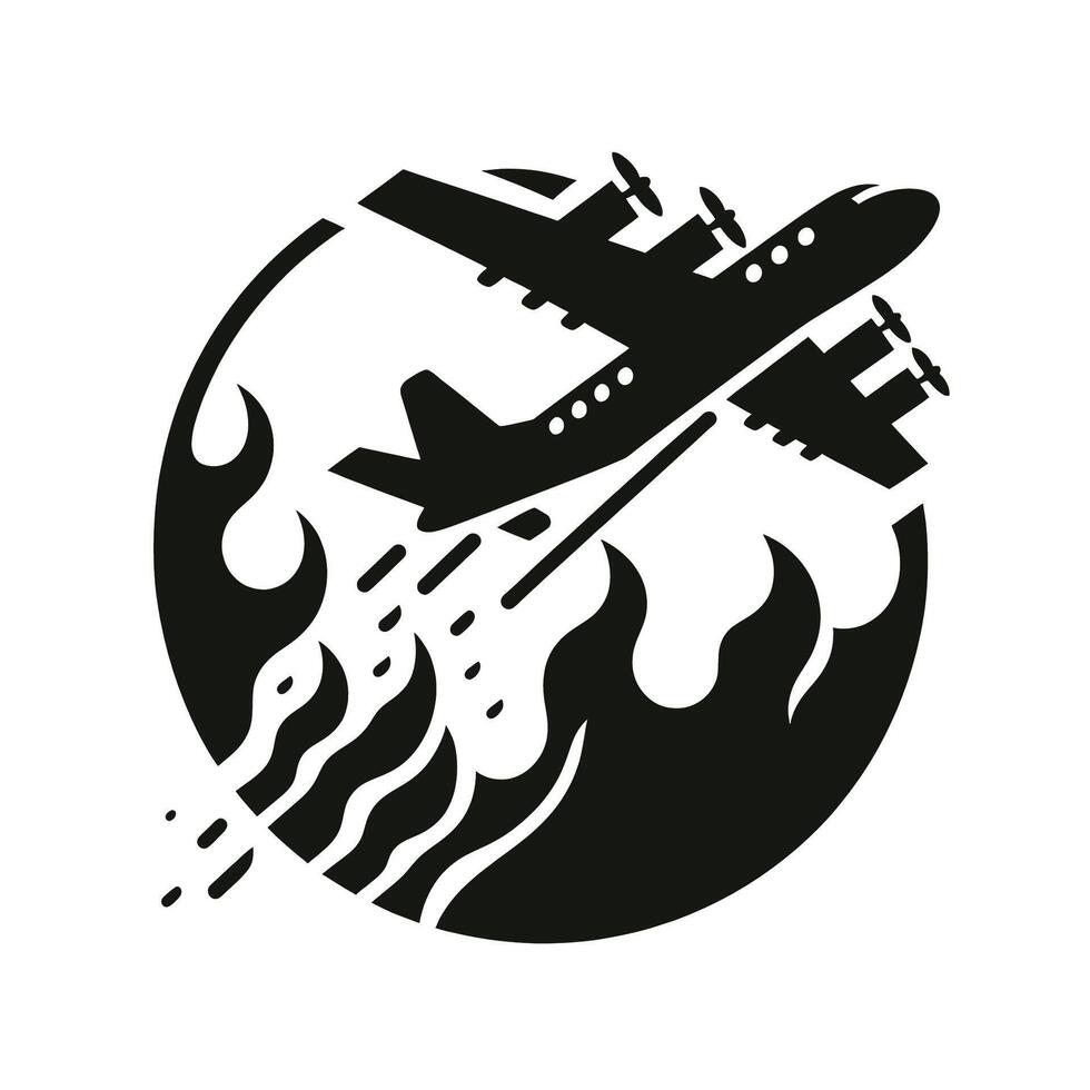Fire plane icon illustration vector