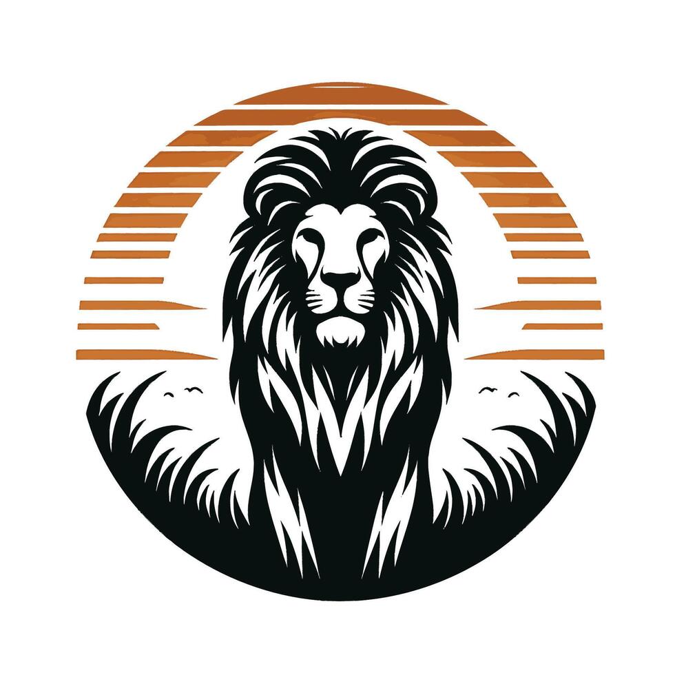 Lion logo silhouette on white background vector