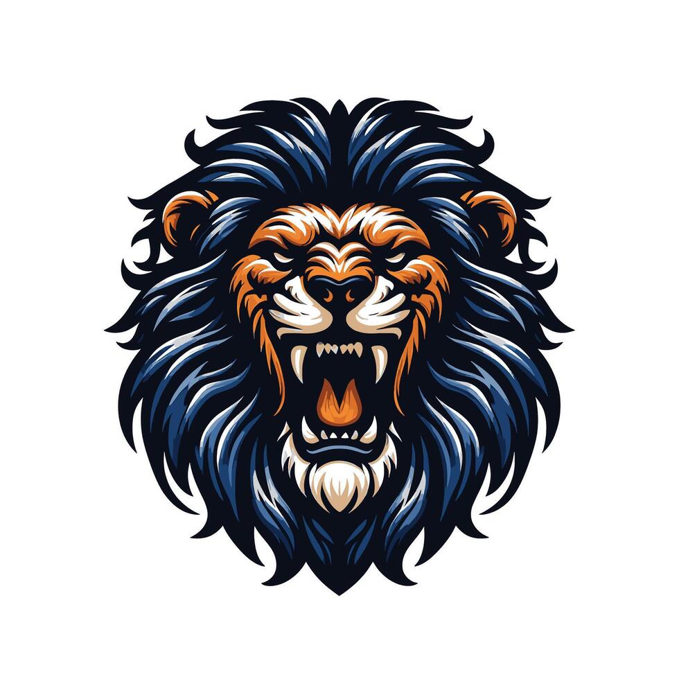 Lion head with open mouth on a white background vector