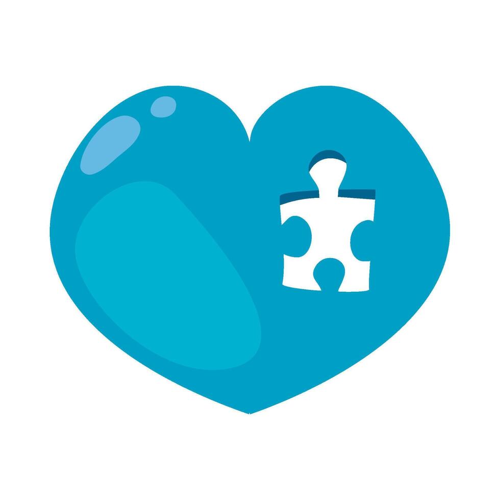 A blue heart with a puzzle piece inside vector