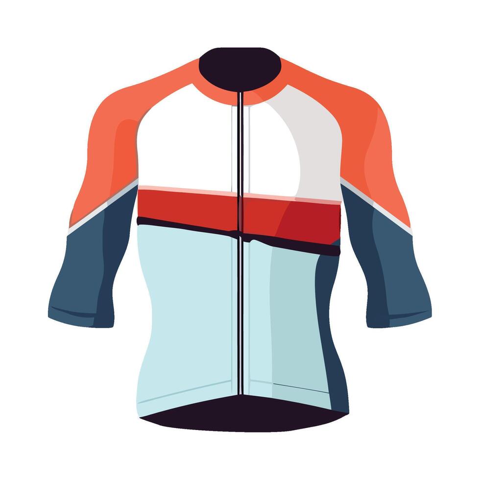 A cycling jersey with a blue, orange and white design vector