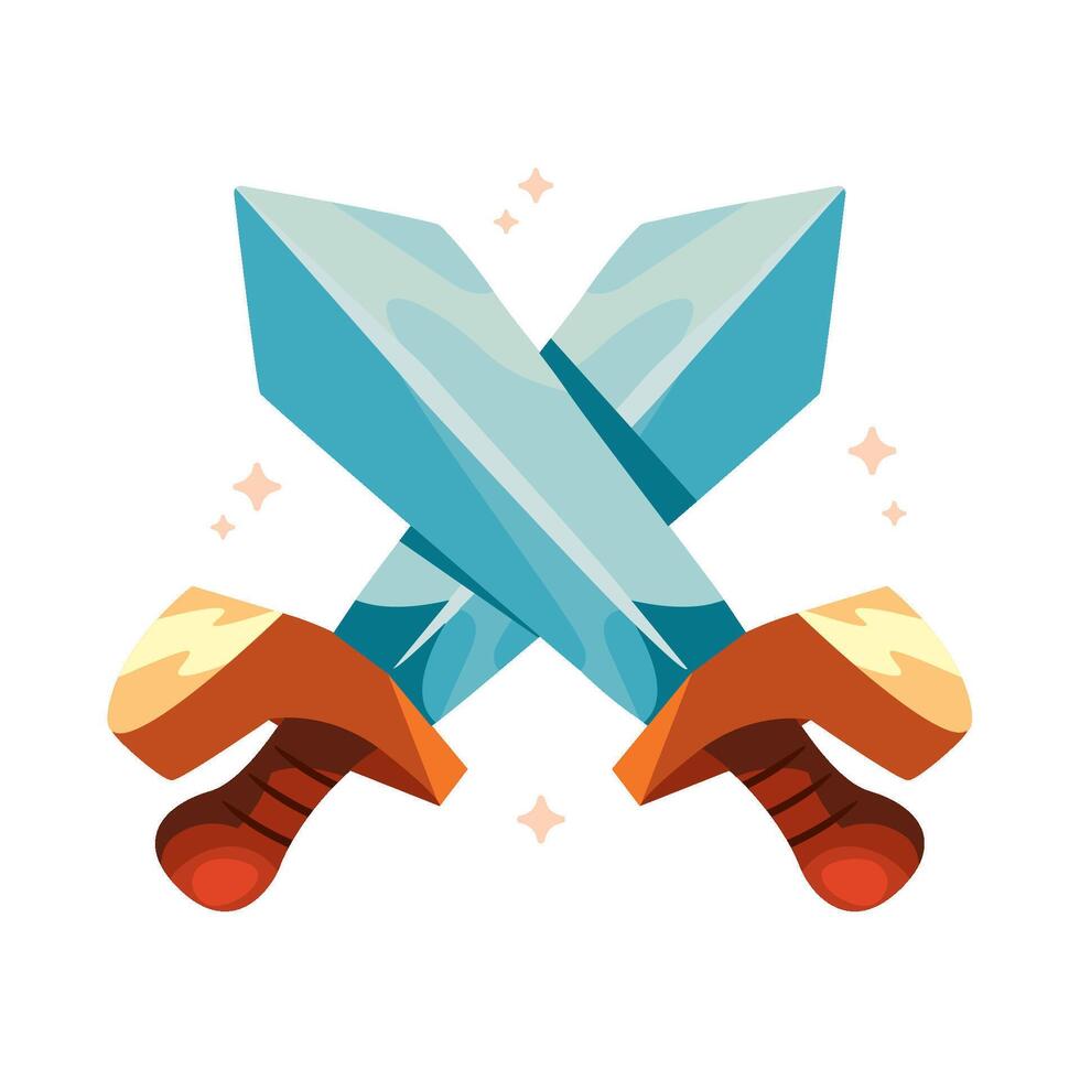 Two swords with crossed blades on a white background vector