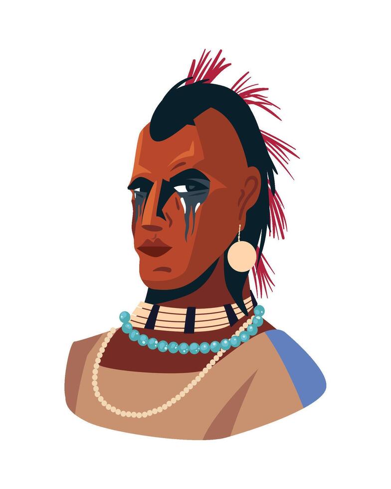 native american warrior man vector