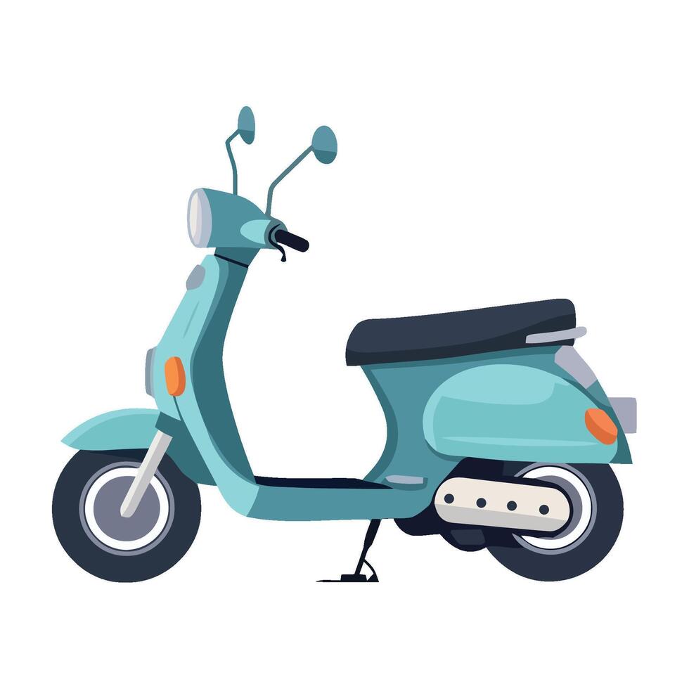 A blue scooter is shown on a white background vector