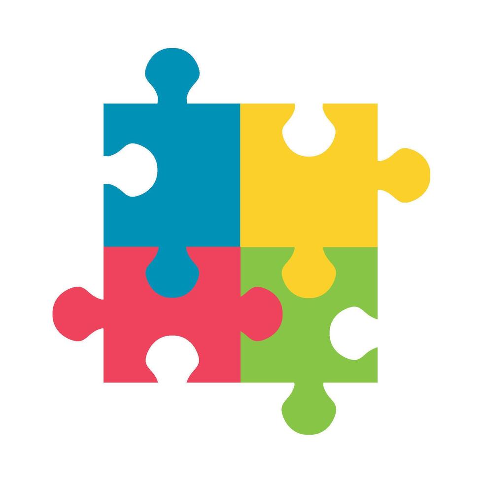 Colorful puzzle pieces on white background vector