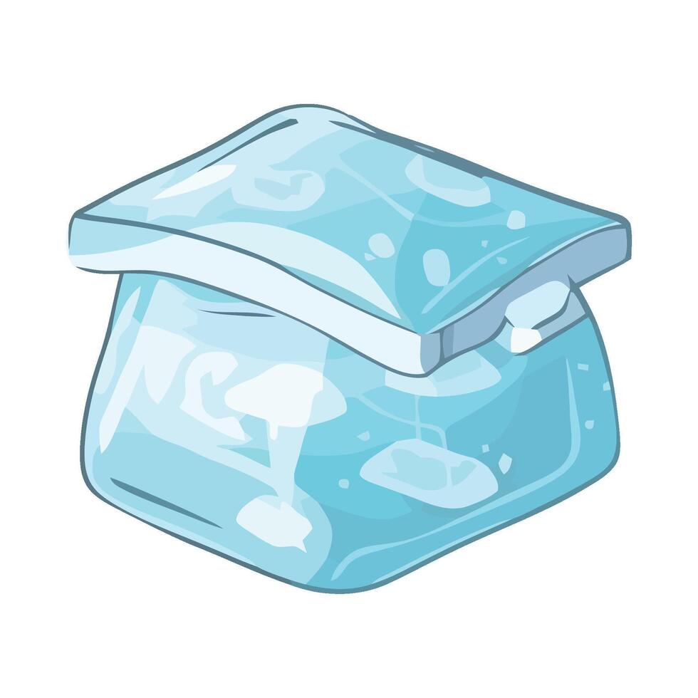 cartoon ice cubes in a bag icon isolated vector